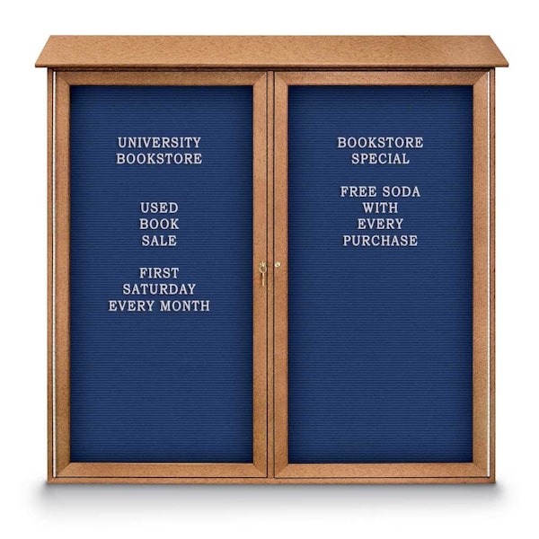 Indoor Enclosed Combo Board, 48"x36", Satin Frame/Blue & Cloud
